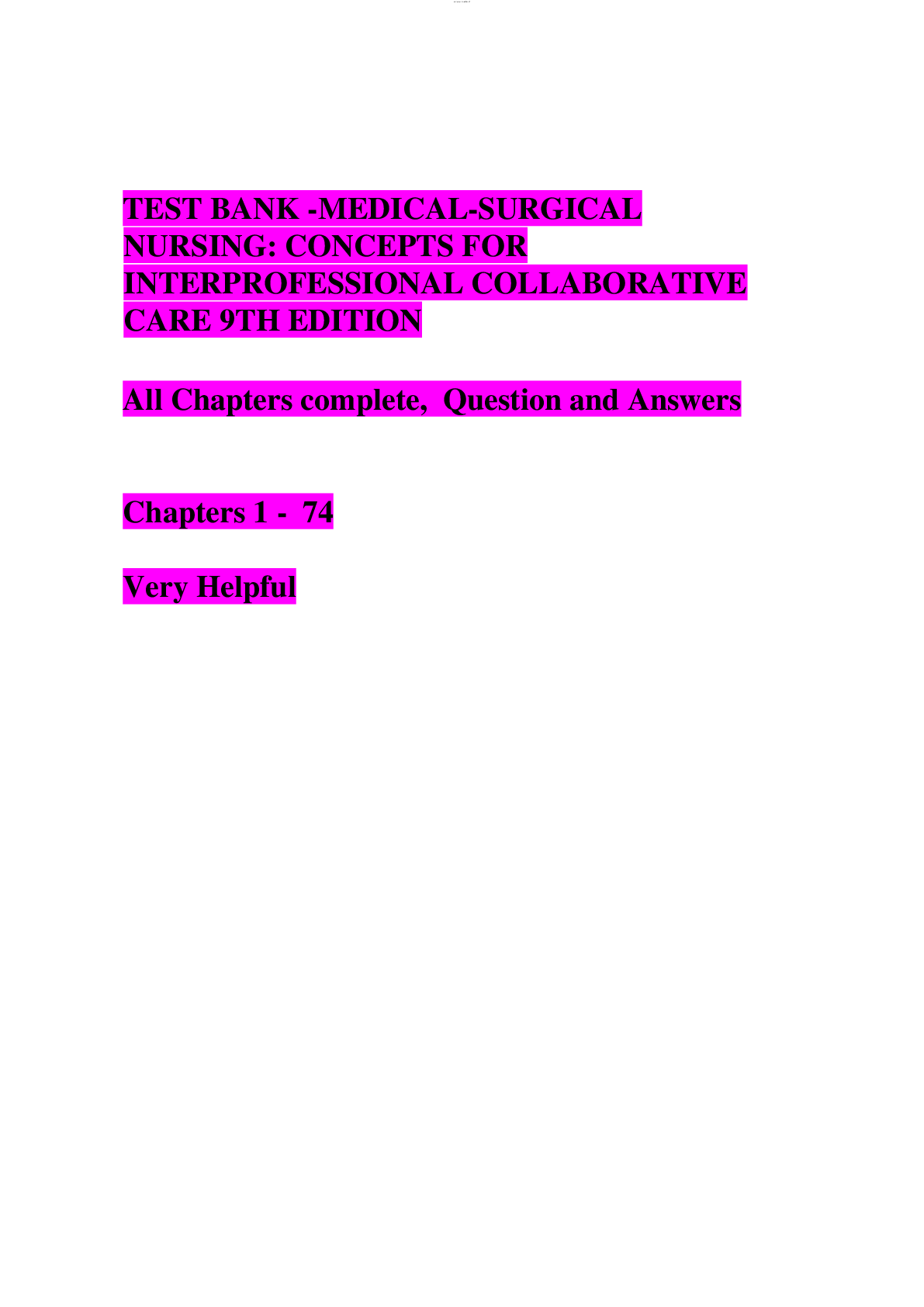 Preview image for Test Bank -Medical-Surgical Nursing: Concepts for Interprofessional Collaborative Care 9th edition (All chapters complete, Question and Answers)